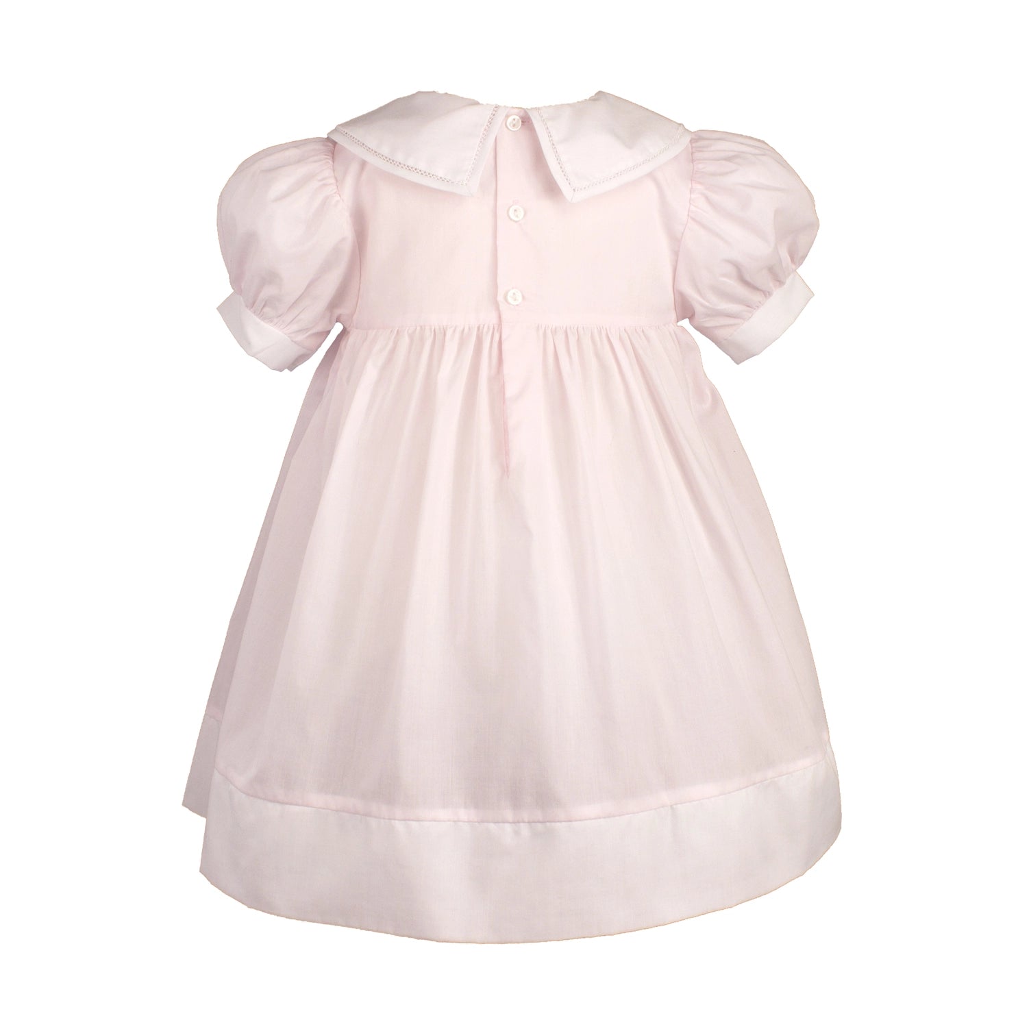 pink smocked split collar
