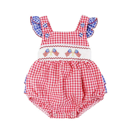 Patriotic Embroidered Flag Bubble with Ruffle Straps