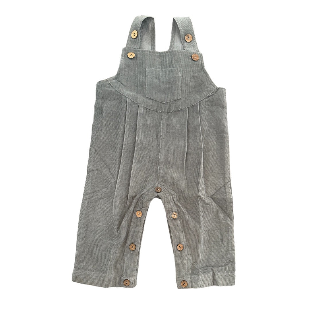 Grey Corduroy Solid Color Baby Jumpsuit
