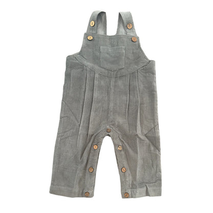 Grey Corduroy Solid Color Baby Jumpsuit