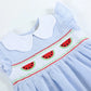 Blue Seersucker Watermelon Smocked A-Line Dress