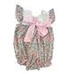 Pink Floral Bubble with Piping  With Bow Back