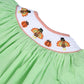 Smocked turkeys Thanksgiving lime gingham girl bubble