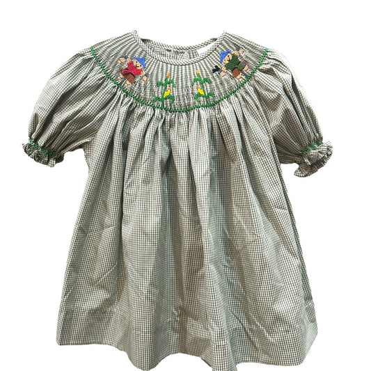 Scarecrow Smocked Bishop Dress- Green Gingham