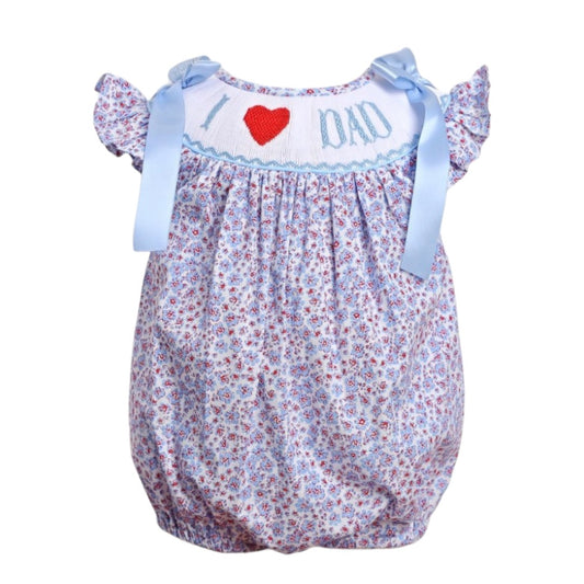 I LOVE DAD HANDSMOCKED BUBBLE WITH BOWS