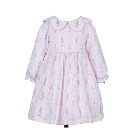 Girl Pink Dress With  Nutcracker Soldiers and Ballerina pattern