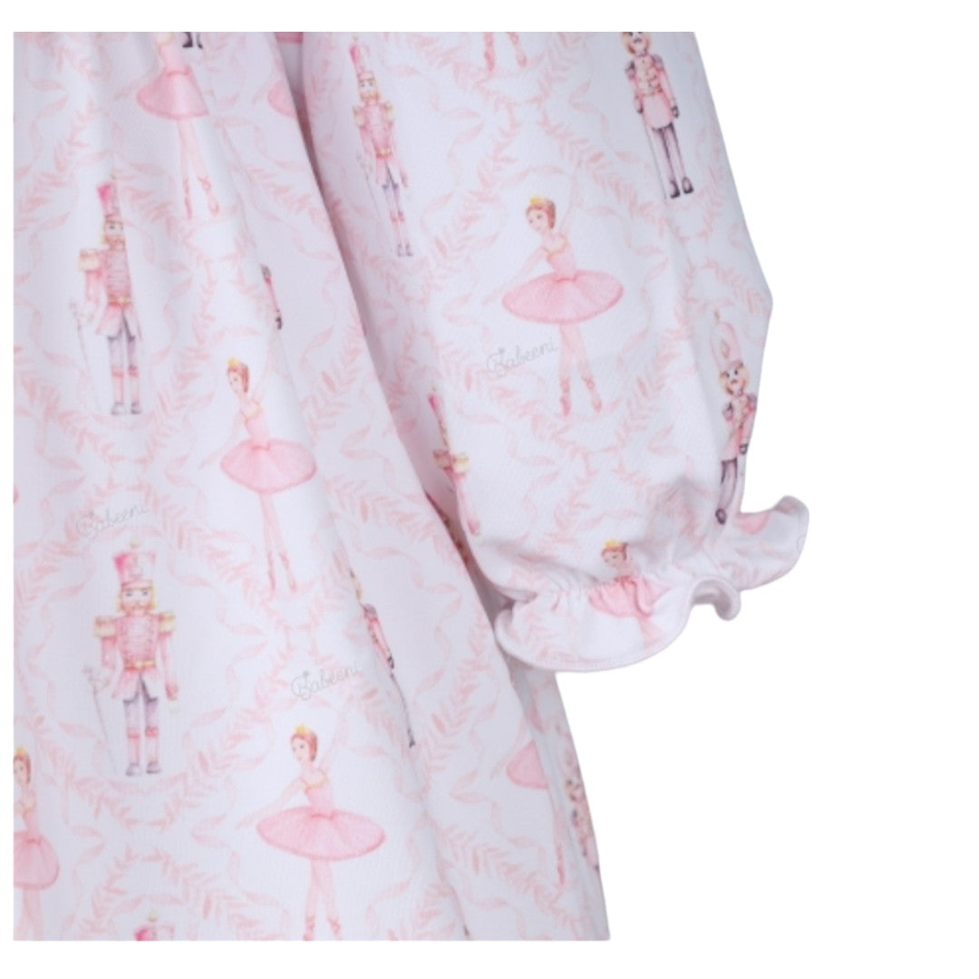 Girl Pink Dress With  Nutcracker Soldiers and Ballerina pattern