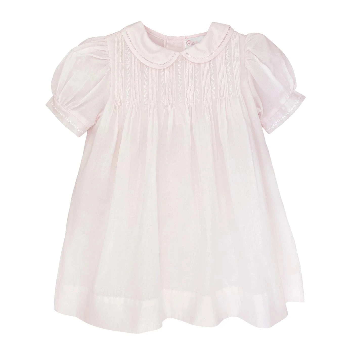 Pink Heirloom Dress with Pintucks and Featherstitching