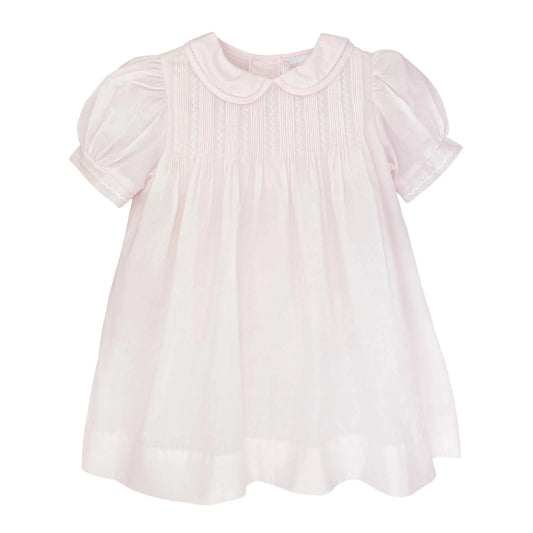 Pink Heirloom Dress with Pintucks and Featherstitching
