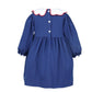 Girl Navy Dress Christmas  Santa Embroidered
