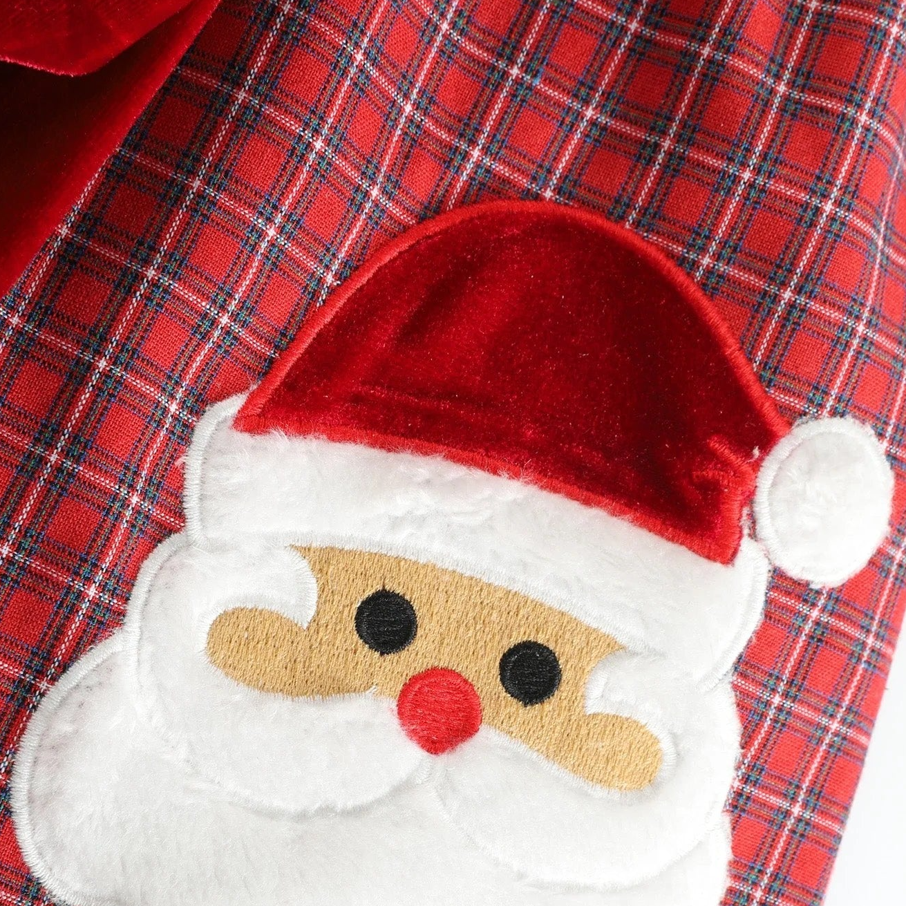 Red Plaid Santa Bow Sleeveless Babydoll dress