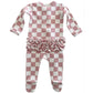 Strawberry Shortcake Checkerboard / Organic Frill Zip Footie back