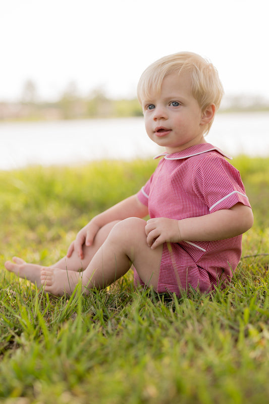 William Romper-Red Gingham