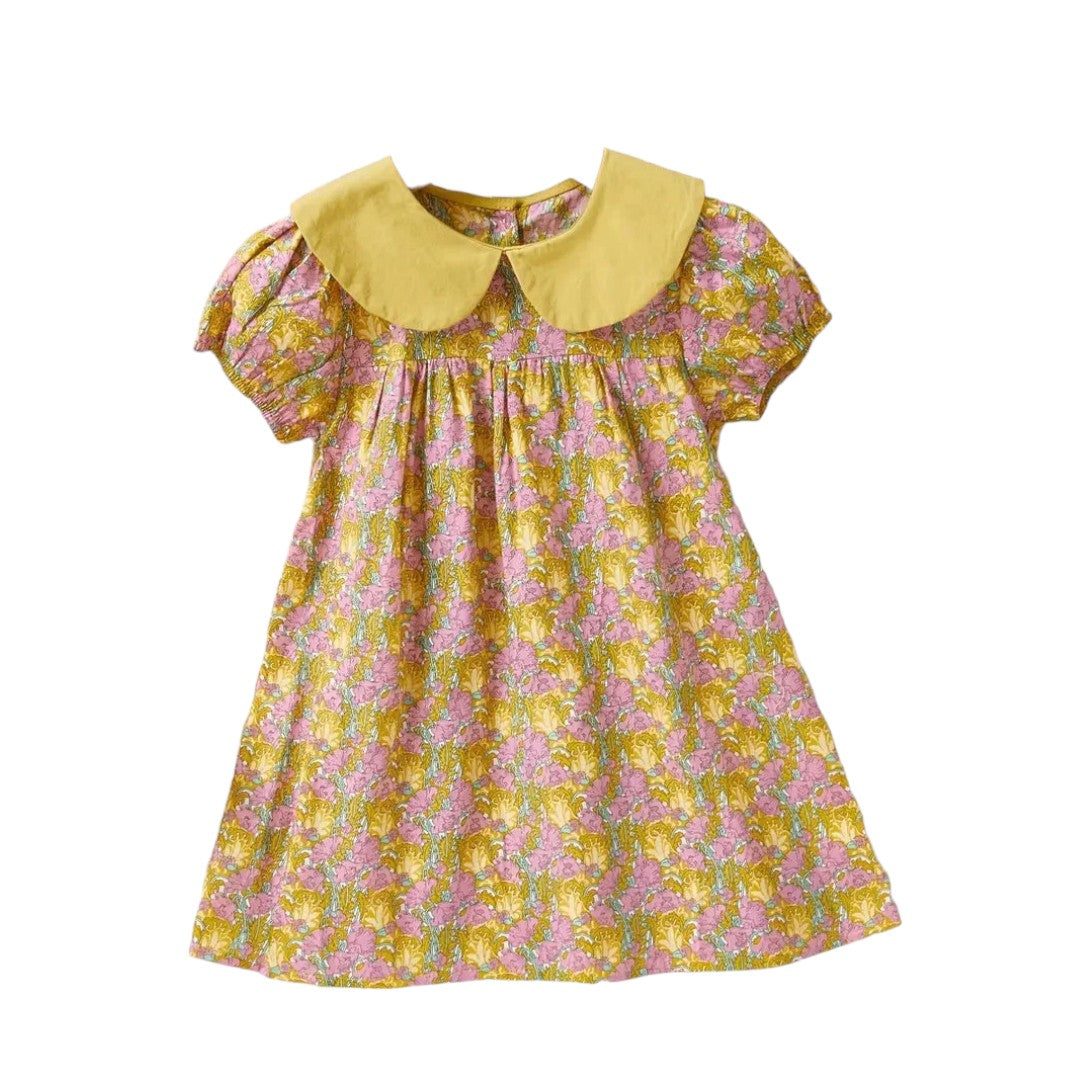 Short Sleeve Floral Dress with peter pan collar 